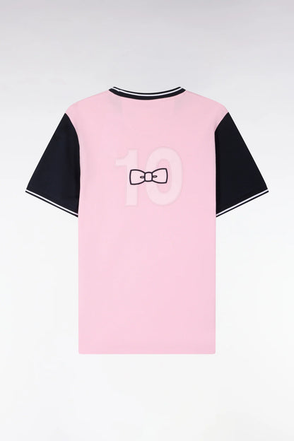 T-shirt à manches courtes en coton rose bicolore brodé, e26maitc0023 roc16