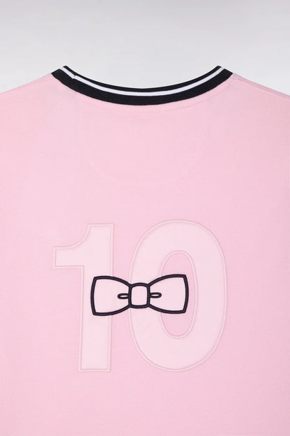 T-shirt à manches courtes en coton rose bicolore brodé, e26maitc0023 roc16