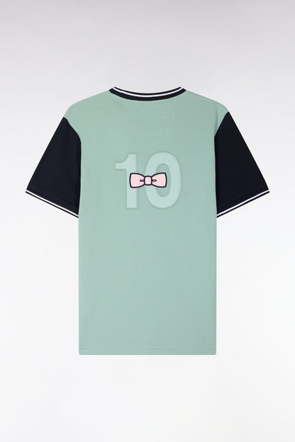 T-shirt à manches courtes en coton vert d'eau brodé, e26maitc0023 vem39