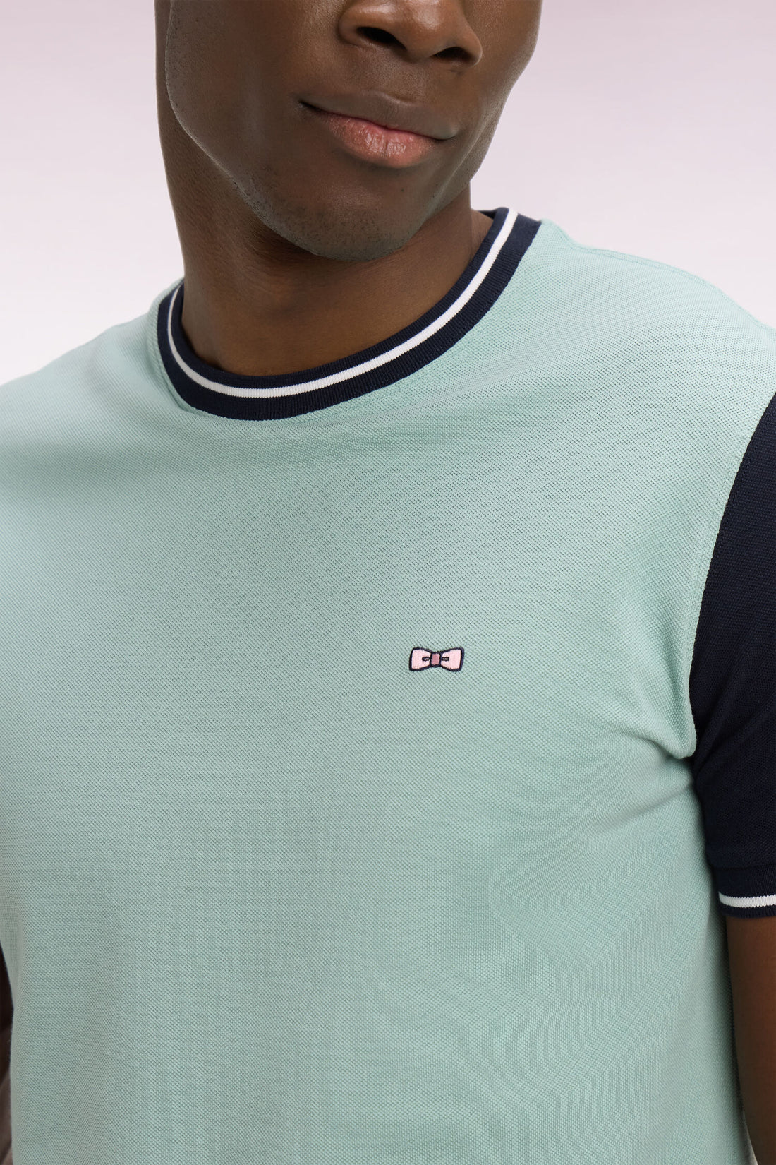 T-shirt à manches courtes en coton vert d'eau brodé, e26maitc0023 vem39