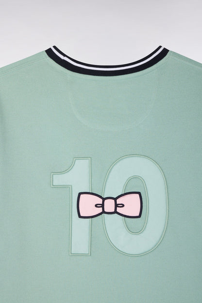 T-shirt à manches courtes en coton vert d'eau brodé, e26maitc0023 vem39