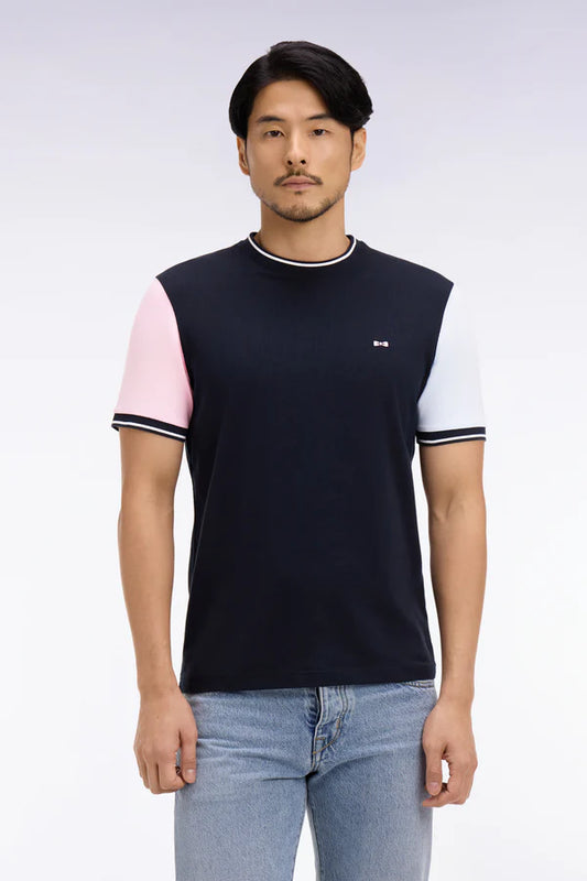 T-shirt à manches courtes en coton tricolore brodé, e26maitc0025 blf