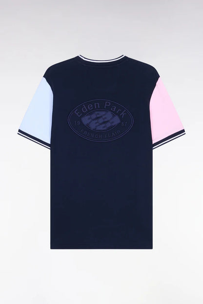 T-shirt à manches courtes en coton tricolore brodé, e26maitc0025 blf