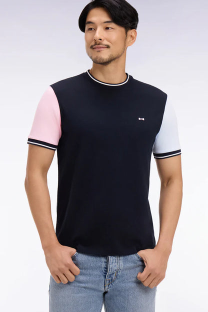 T-shirt à manches courtes en coton tricolore brodé, e26maitc0025 blf