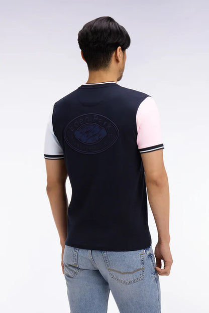 T-shirt à manches courtes en coton tricolore brodé, e26maitc0025 blf