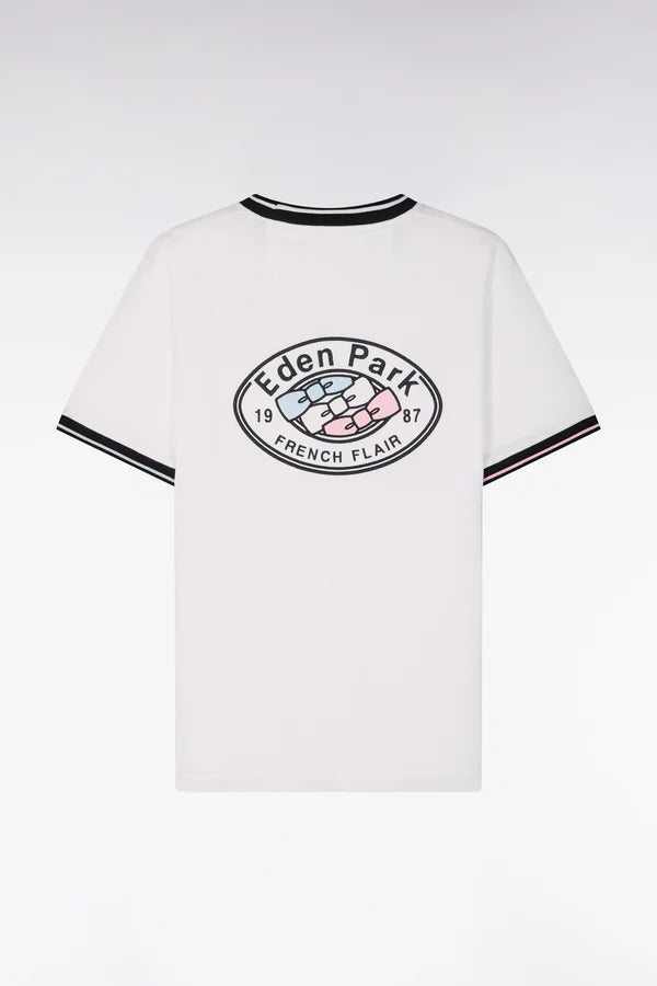 T-shirt blanc en coton brodé, coupe classique, e26maitc0026 bc
