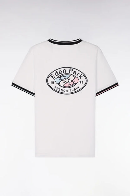 T-shirt blanc en coton brodé, coupe classique, e26maitc0026 bc