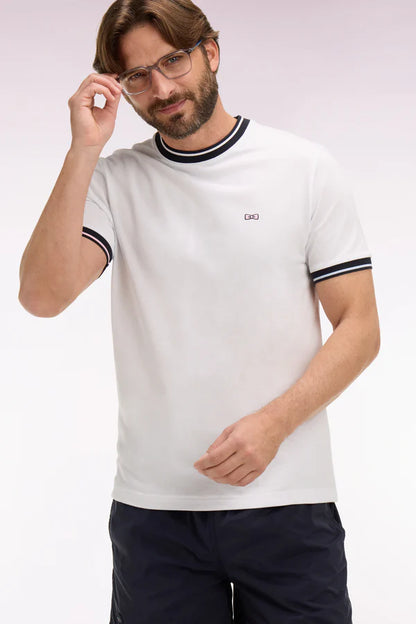 T-shirt blanc en coton brodé, coupe classique, e26maitc0026 bc