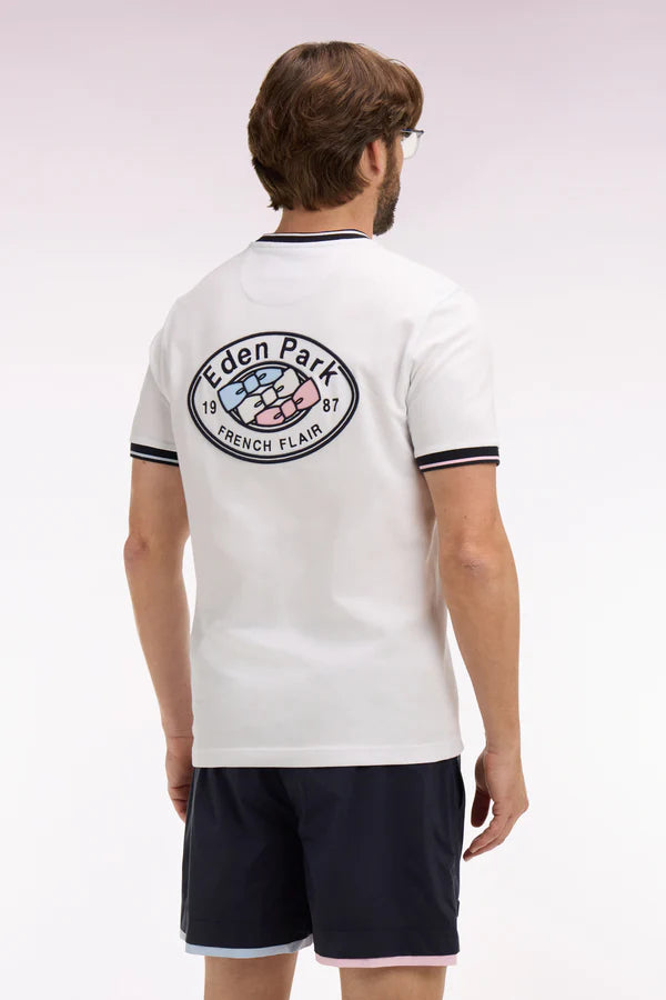 T-shirt blanc en coton brodé, coupe classique, e26maitc0026 bc