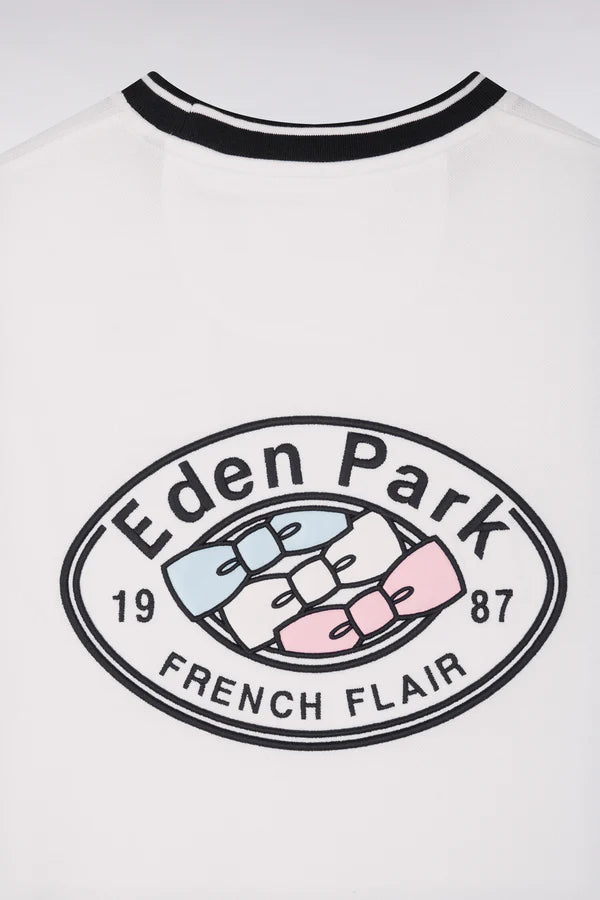 T-shirt blanc en coton brodé, coupe classique, e26maitc0026 bc