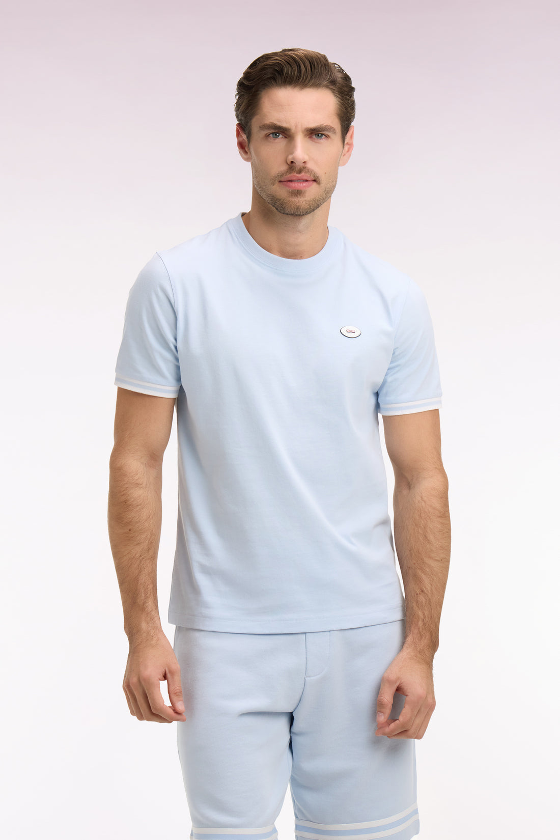 T-shirt en coton bleu ciel à manches courtes  e26maitc0031 vlc25