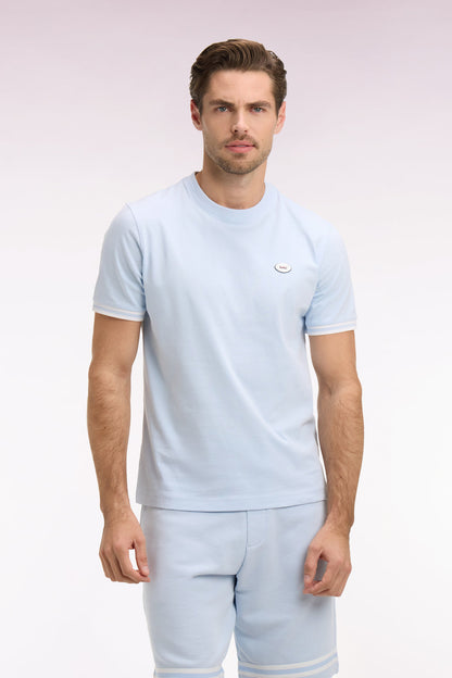 T-shirt en coton bleu ciel à manches courtes  e26maitc0031 vlc25