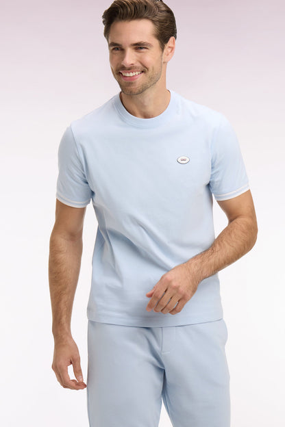 T-shirt en coton bleu ciel à manches courtes  e26maitc0031 vlc25