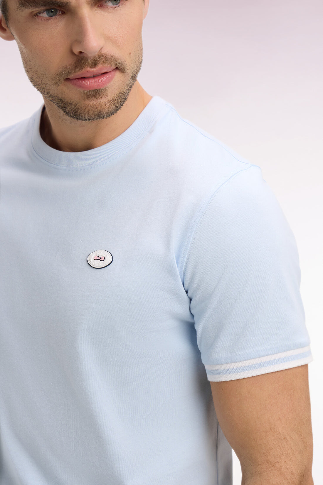 T-shirt en coton bleu ciel à manches courtes  e26maitc0031 vlc25