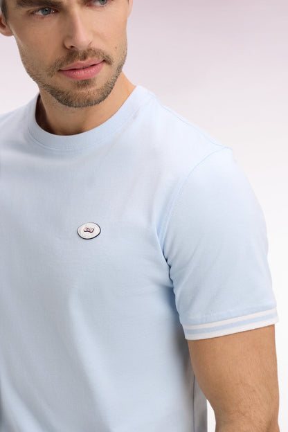 T-shirt en coton bleu ciel à manches courtes  e26maitc0031 vlc25