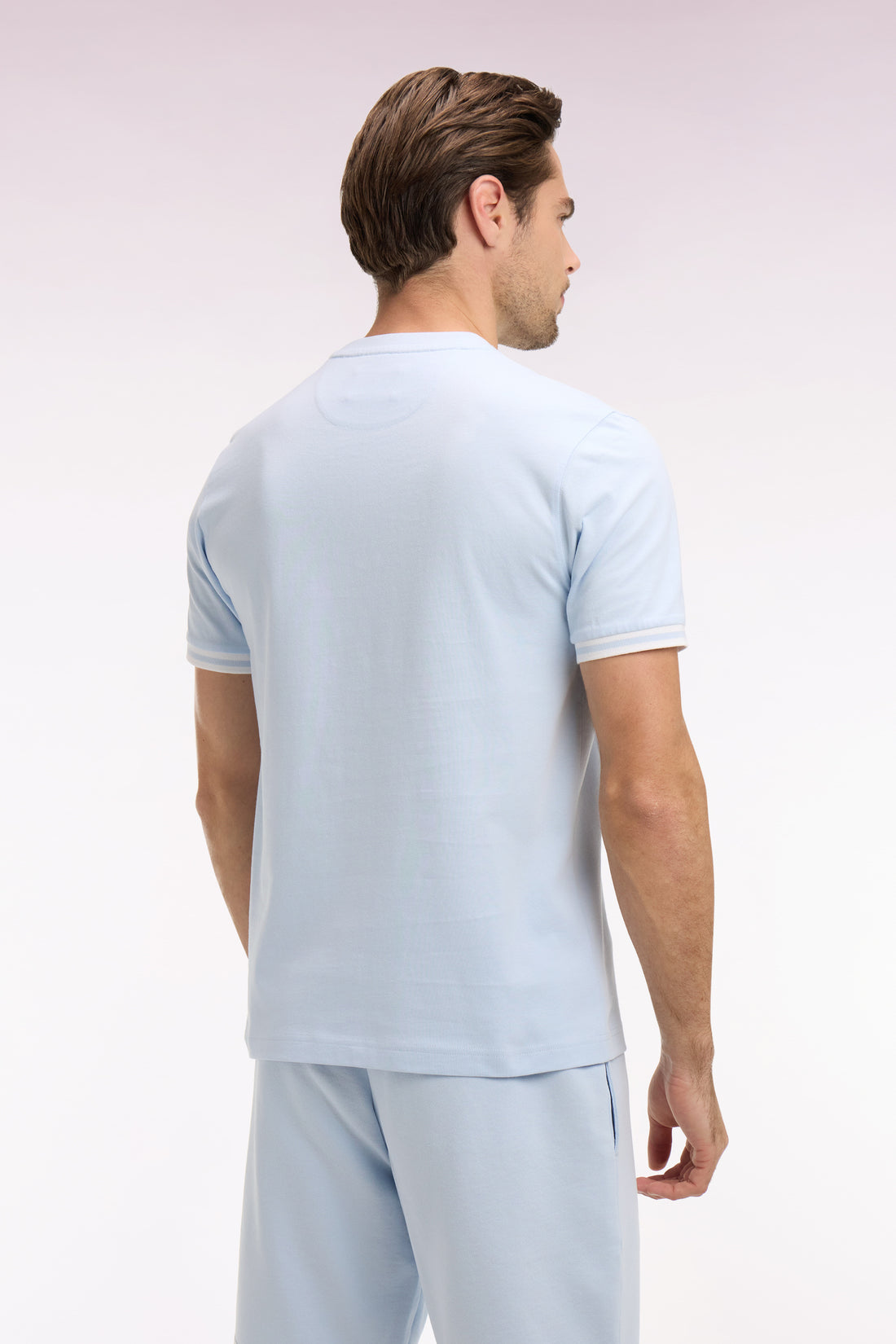 T-shirt en coton bleu ciel à manches courtes  e26maitc0031 vlc25
