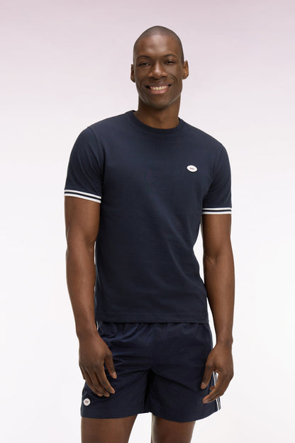 T-shirt bleu marine en coton, manches courtes e26maitc0031 blf