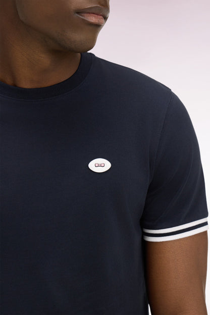T-shirt bleu marine en coton, manches courtes e26maitc0031 blf