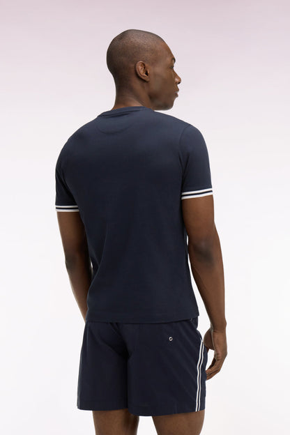 T-shirt bleu marine en coton, manches courtes e26maitc0031 blf