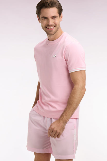 T-shirt rose en coton à manches courtes et coupe classique e26maitc0031 roc16