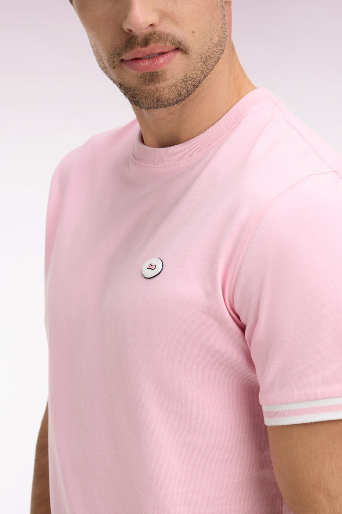 T-shirt rose en coton à manches courtes et coupe classique e26maitc0031 roc16