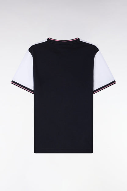 T-shirt à manches courtes bicolore blanc et marine  e26maitc0039 bc