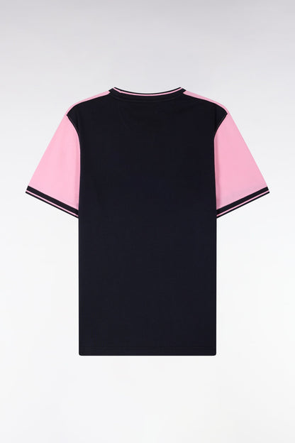 T-shirt à manches courtes bicolore rose et marine ,e26maitc0039 rom