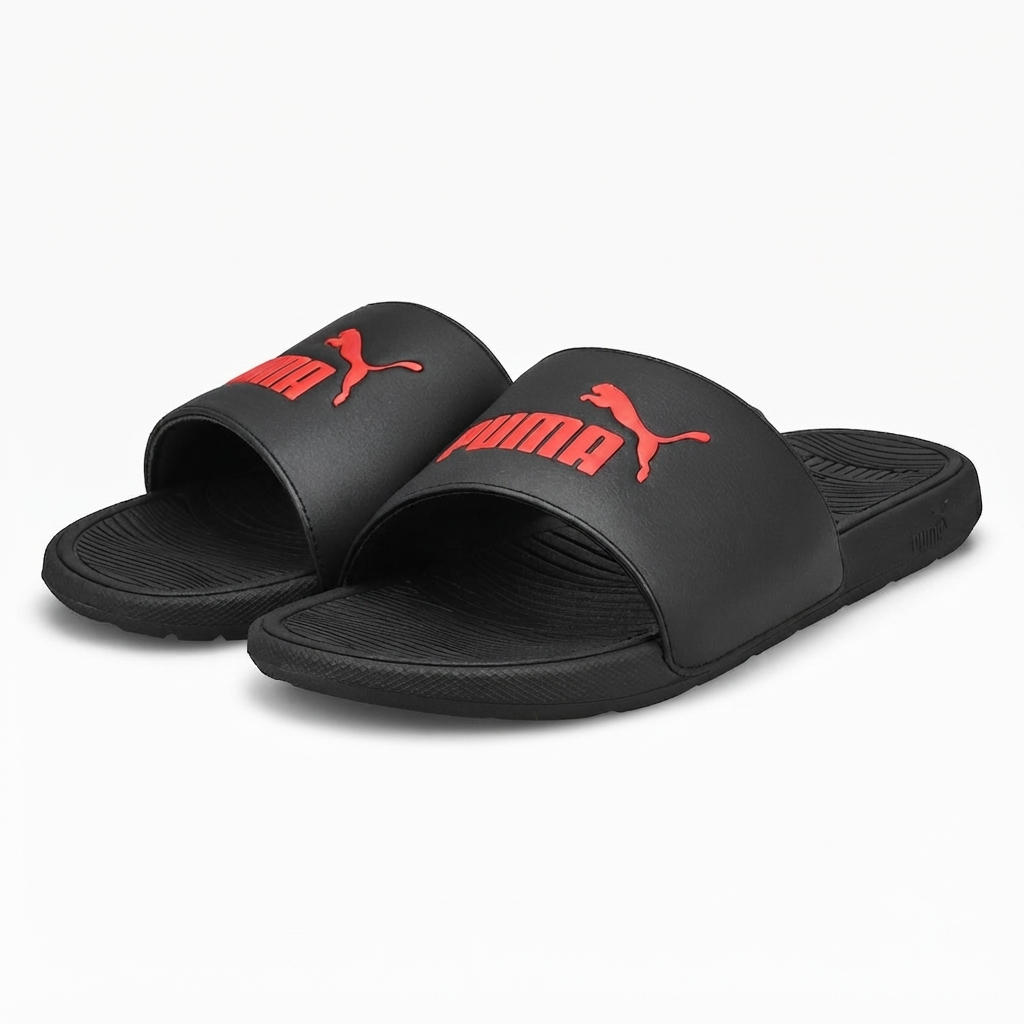 claquette puma noire et rouge  (389113-02)