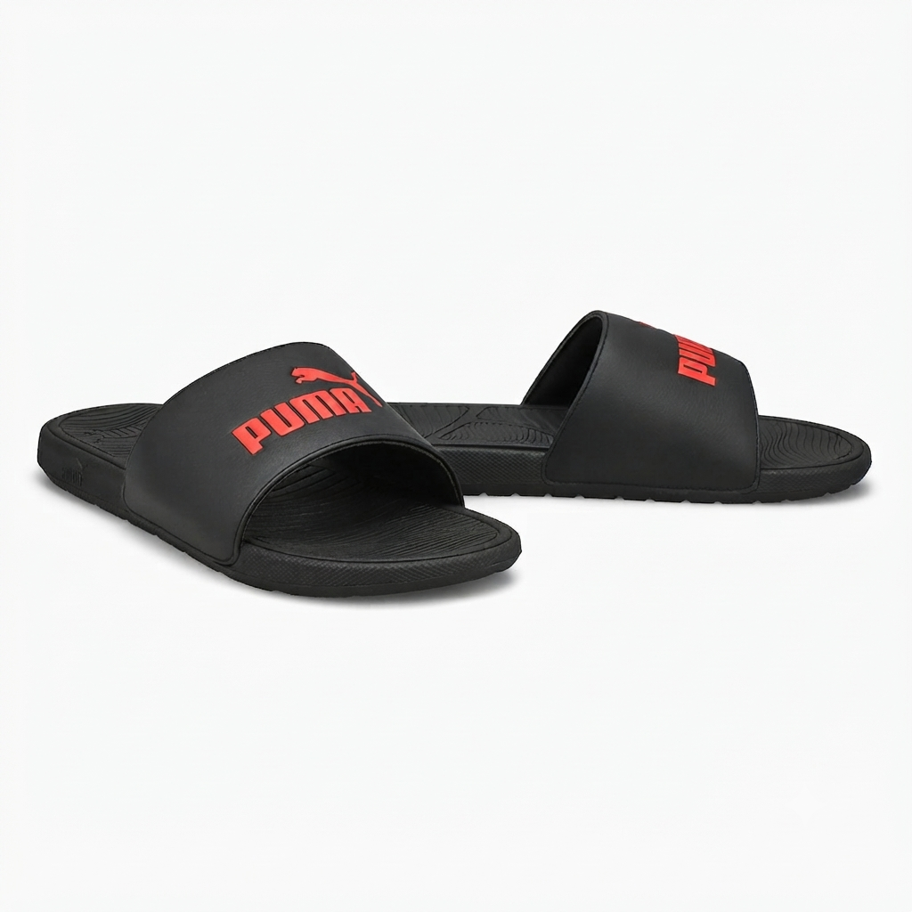 claquette puma noire et rouge  (389113-02)