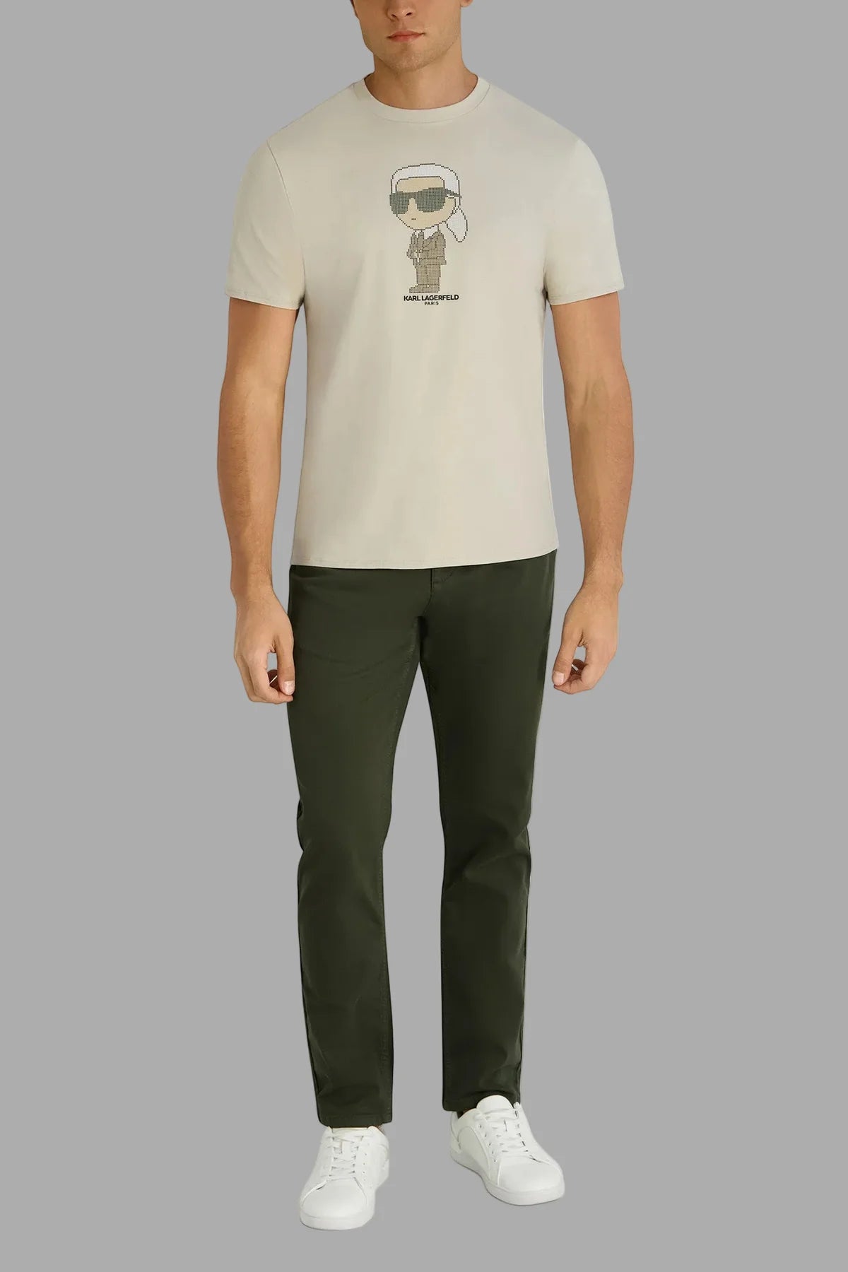 T-SHIRT KARL PIXELÉ  lm6g2044  beige