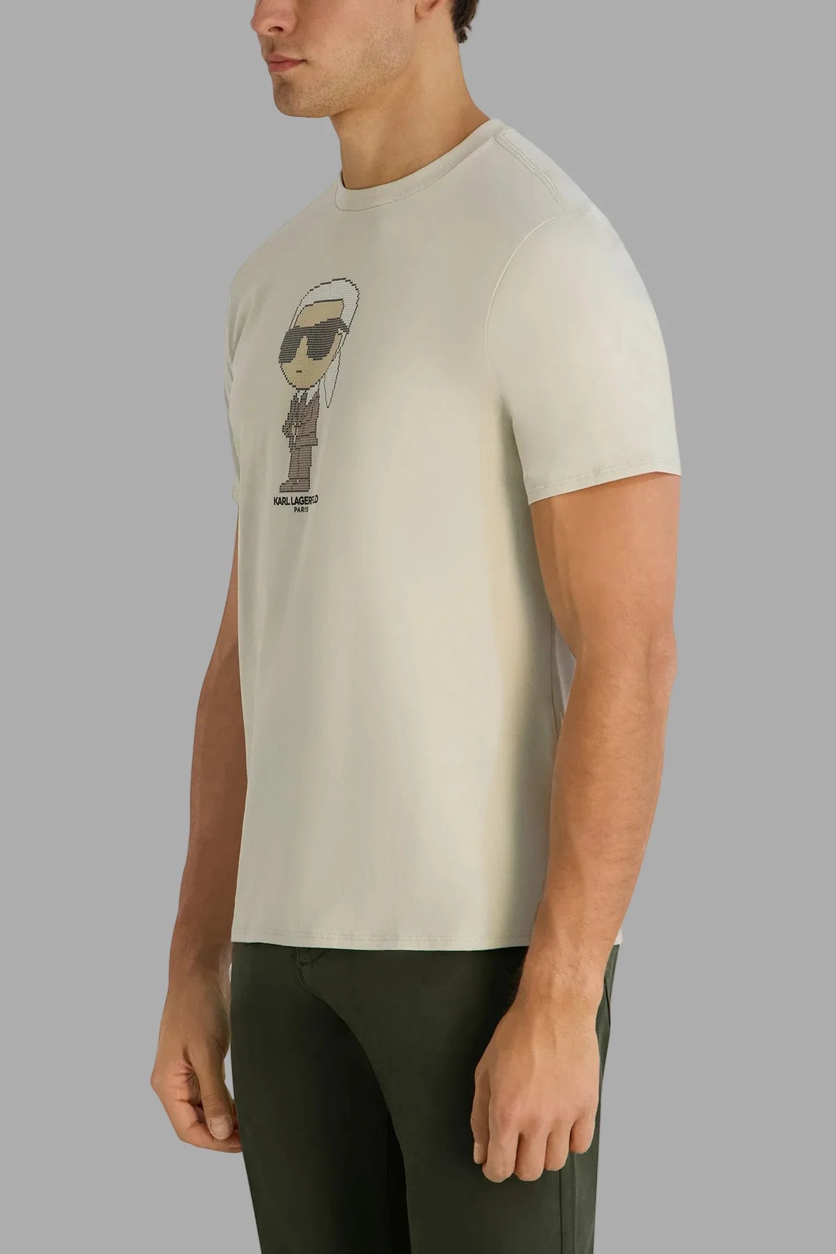 T-SHIRT KARL PIXELÉ  lm6g2044  beige