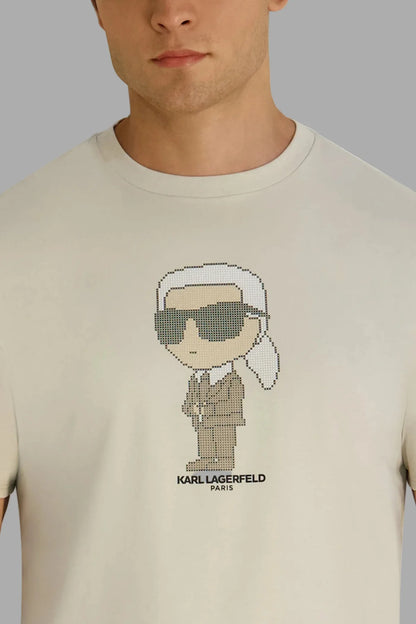 T-SHIRT KARL PIXELÉ  lm6g2044  beige