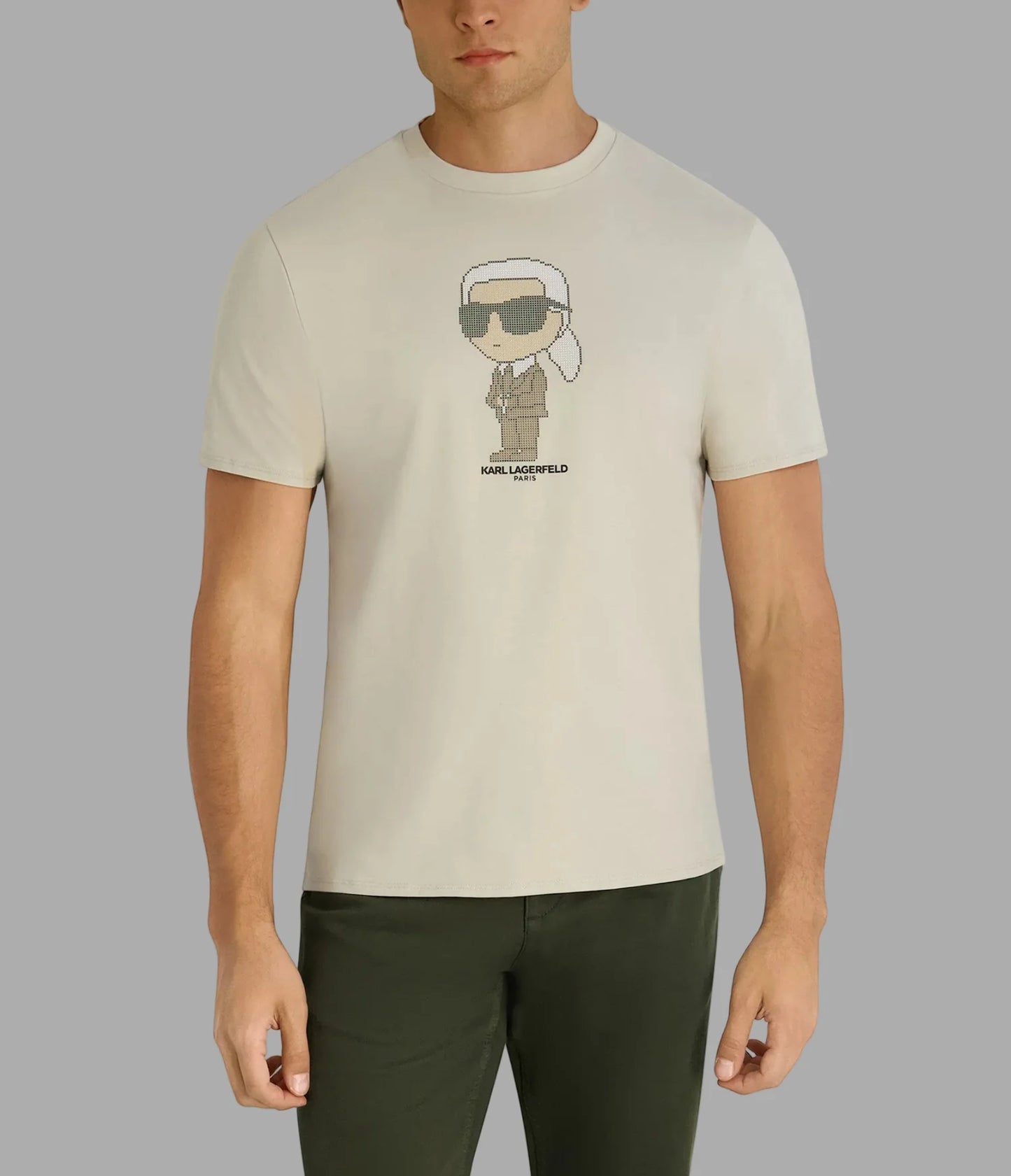 T-SHIRT KARL PIXELÉ  lm6g2044  beige