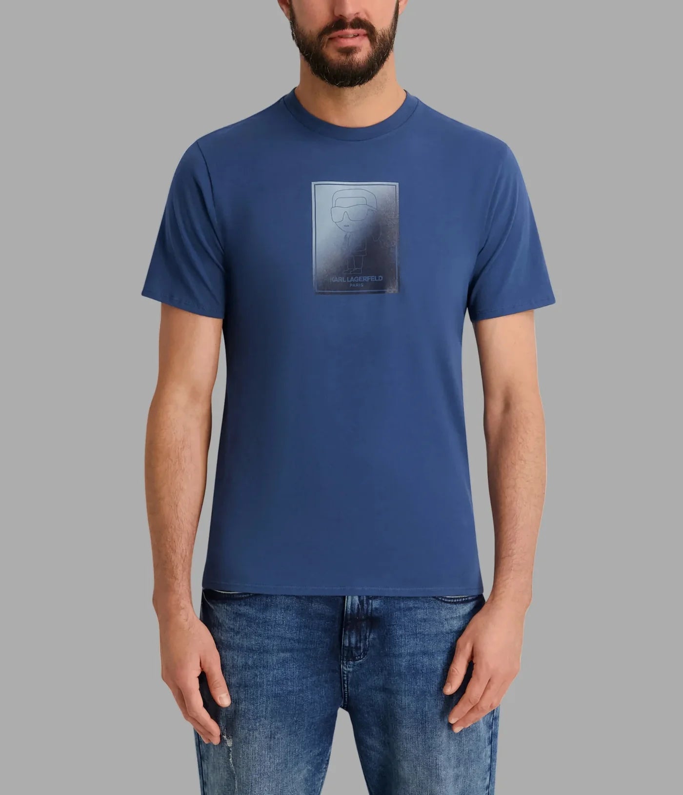 KARL LAGERFELD OMBRE SQUARE KARL TEE-Blue-  lm6g2029