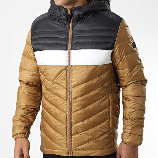 Jack And Jones Doudoune Capuche Hero Camel Noir 12211785