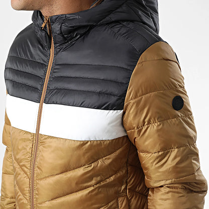 Jack And Jones Doudoune Capuche Hero Camel Noir 12211785