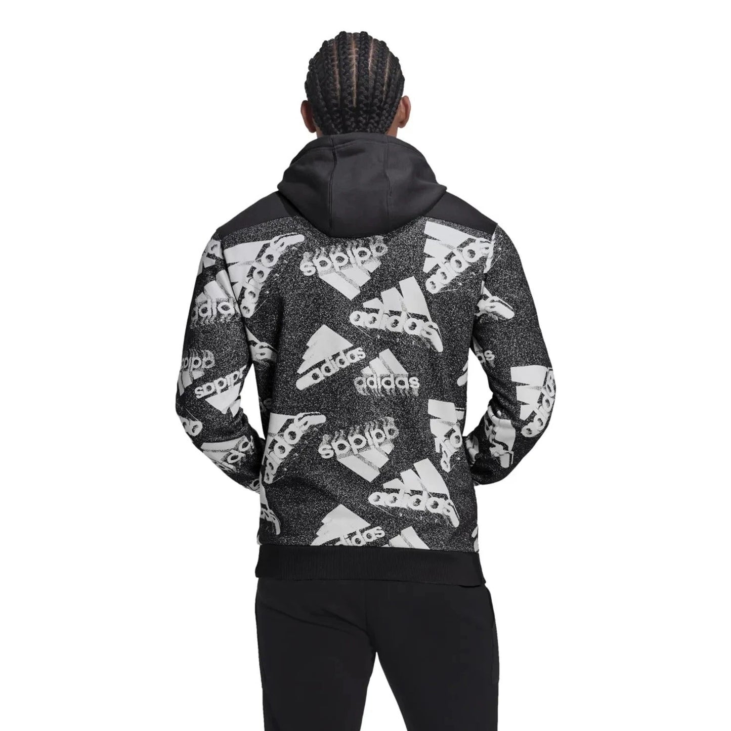 Men's Adidas Hoodie Fleece Black/White Unisex Hoodie and black pant HK0369 /HK0384