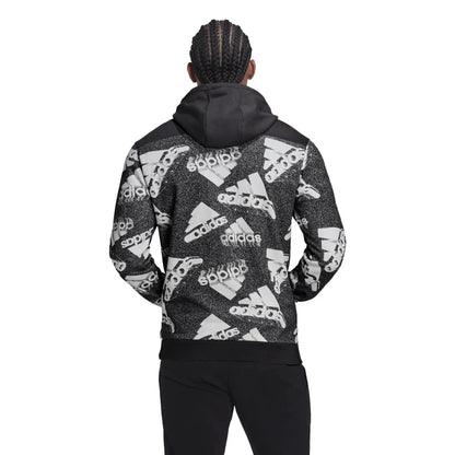 Men's Adidas Hoodie Fleece Black/White Unisex Hoodie and black pant HK0369 /HK0384