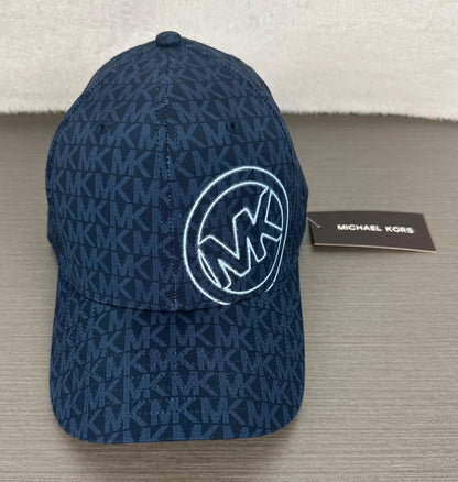 Michael Kors Men's Midnight Navy Blue MK Signature Baseball CapHat One Size NWT ot5004u2qq