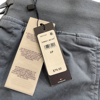 Tommy Hilfiger Men's Pull-on Drawstring Garment-Dyed Relaxed Tapered Twill Pants blue