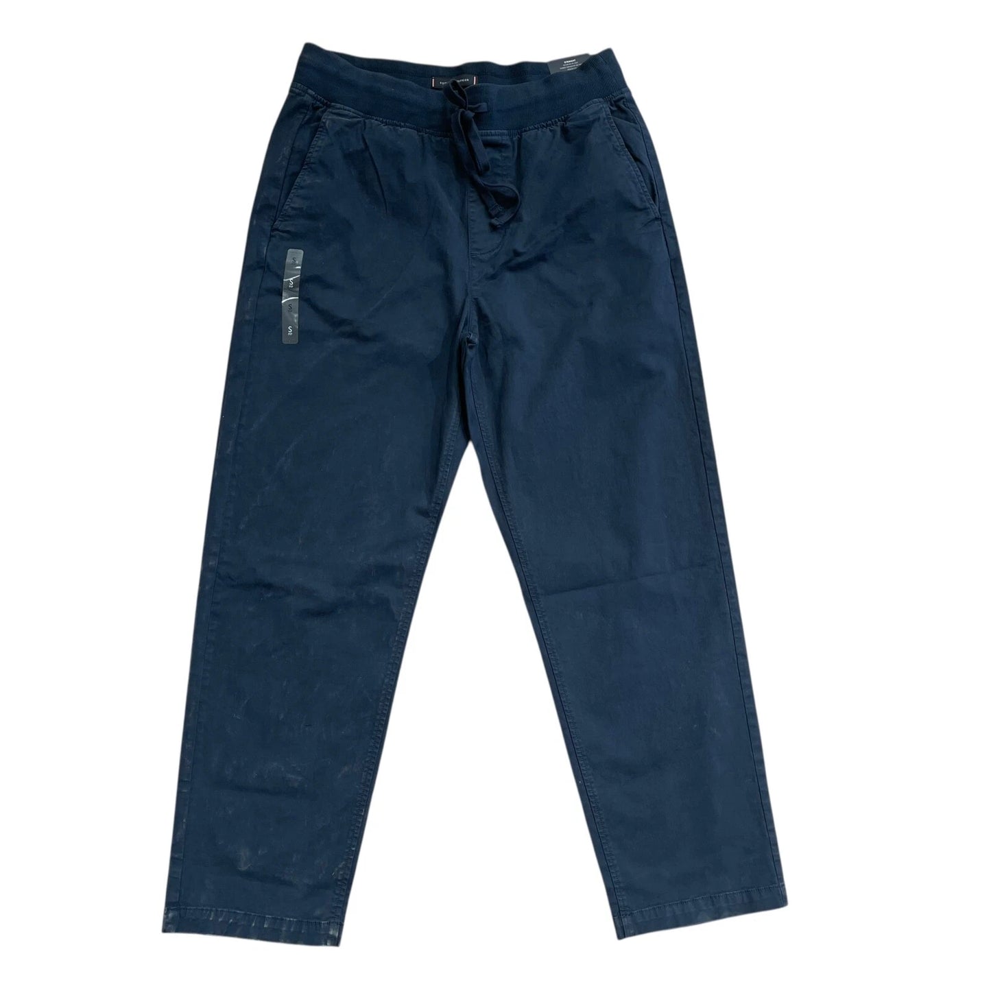 Tommy Hilfiger Men's Pull-on Drawstring Garment-Dyed Relaxed Tapered Twill Pants dark bluexm04211 400 dw5