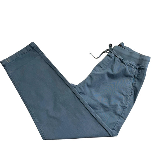 Tommy Hilfiger Men's Pull-on Drawstring Garment-Dyed Relaxed Tapered Twill Pants blue