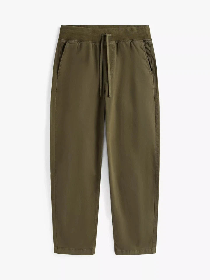Tommy Hilfiger Men's Pull-on Drawstring Garment-Dyed Relaxed Tapered Twill Pants green xm04211 250 rbn