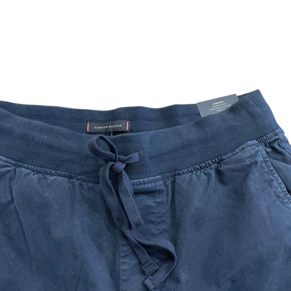 Tommy Hilfiger Men's Pull-on Drawstring Garment-Dyed Relaxed Tapered Twill Pants dark bluexm04211 400 dw5