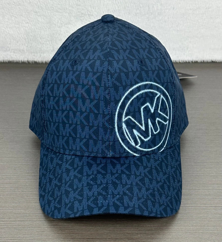 Michael Kors Men's Midnight Navy Blue MK Signature Baseball CapHat One Size NWT ot5004u2qq