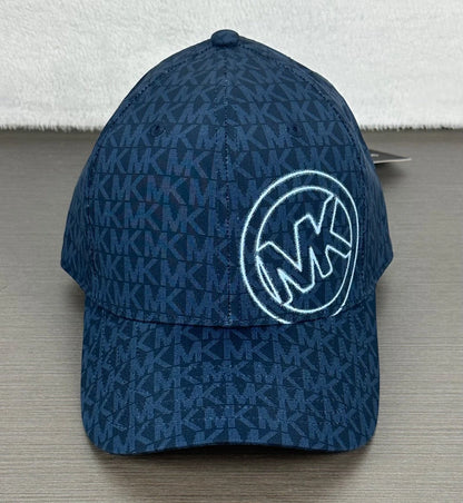 Michael Kors Men's Midnight Navy Blue MK Signature Baseball CapHat One Size NWT ot5004u2qq