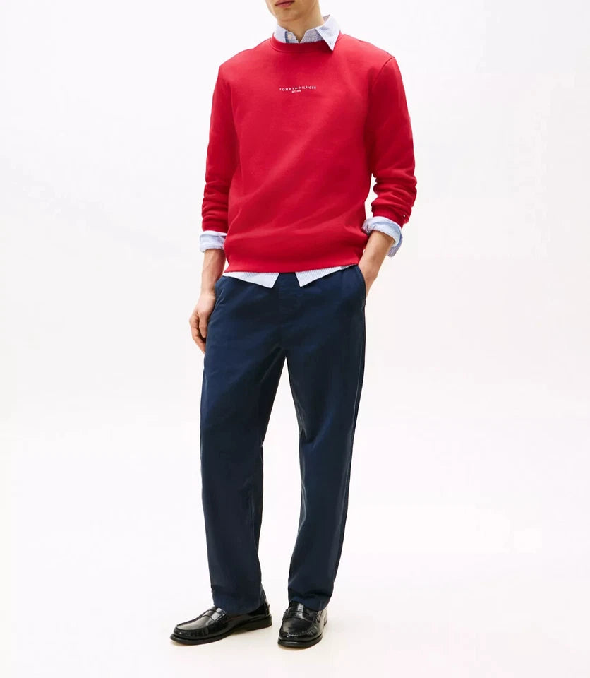 Tommy Hilfiger Men's Pull-on Drawstring Garment-Dyed Relaxed Tapered Twill Pants dark bluexm04211 400 dw5